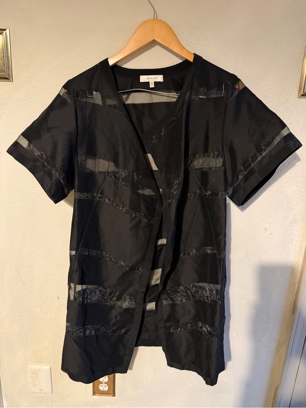Milly Black Short Sleeve Open Tunic Cardigan